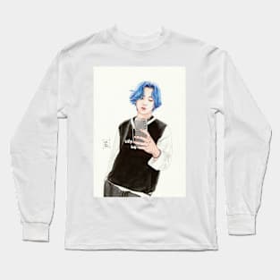 Jungkook Bluehair Selca Long Sleeve T-Shirt